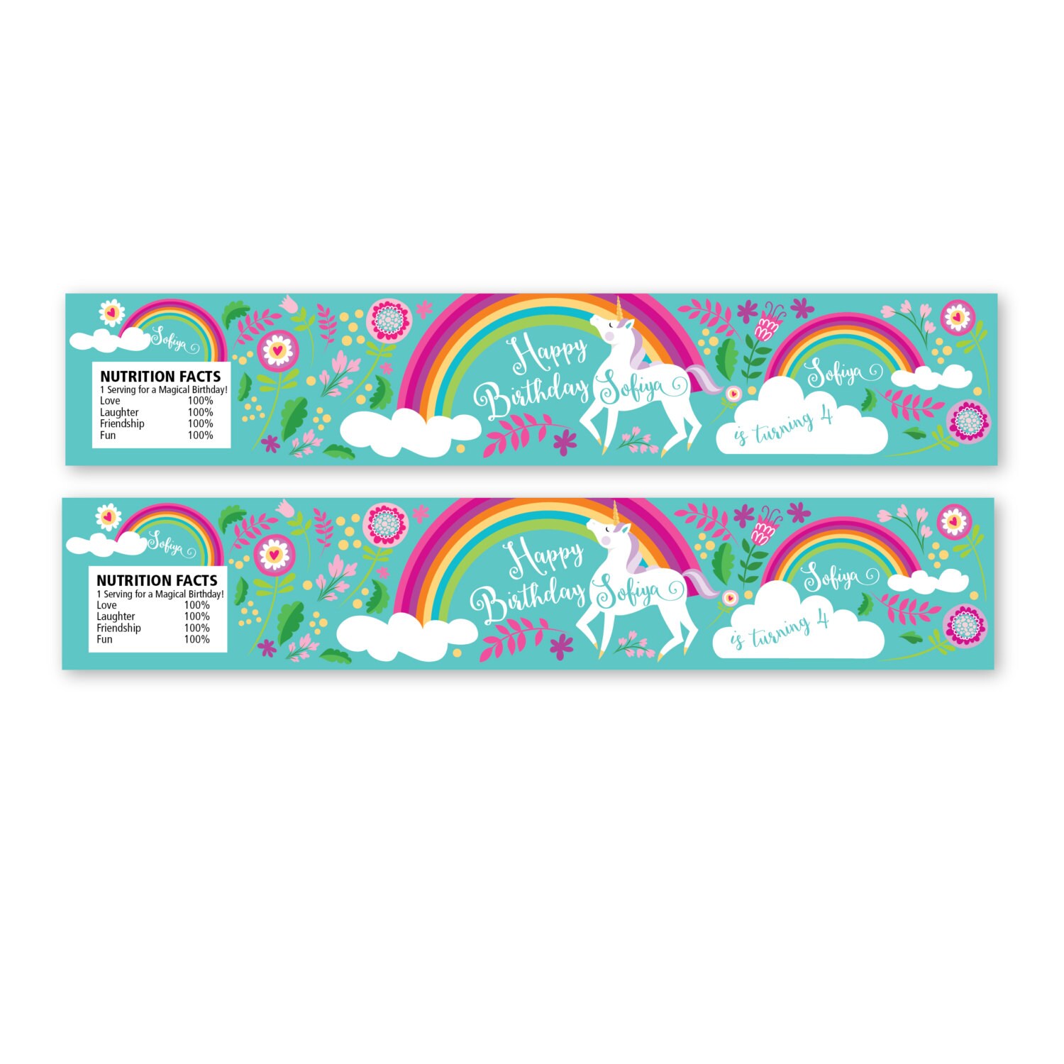 Rainbow Unicorn Water Bottle Label Customized Printable Diy Rainbow Unicorn Girls Birthday Unicorn Label Template