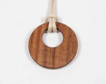 Santos Rosewood Creole Pendant, Wooden Pendant, Creole Necklace, Rosewood Pendant, Wooden Necklace, Wood Necklace, Round Pendant