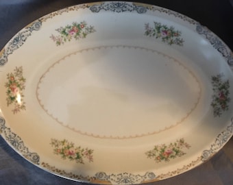 13" Oval Serving Platter by Crown Ivory China
