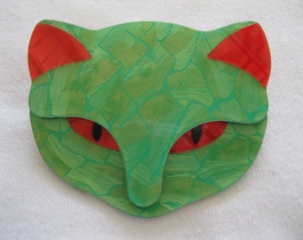 BacchusThe Cat Head Pin By French Designer Lea Stein