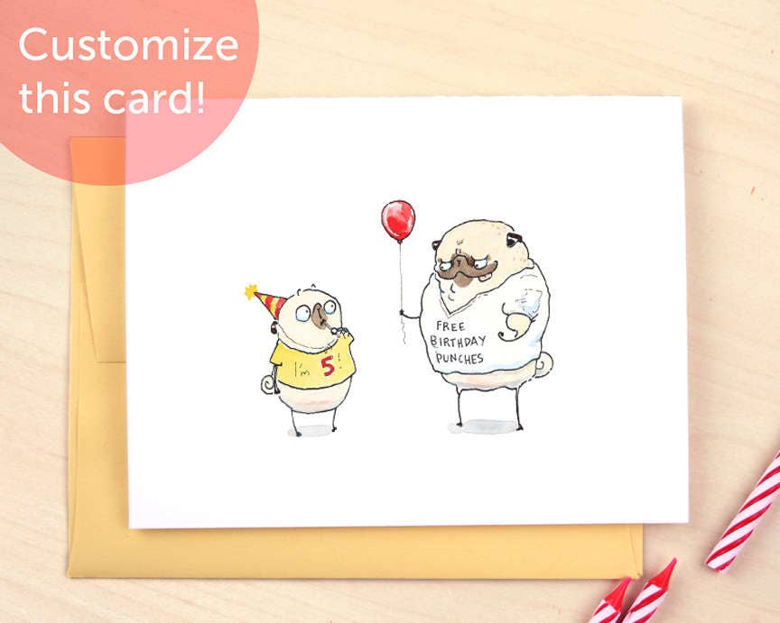 Birthday Punches funny birthday card for him unique