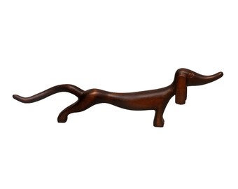 Dog sculpture from wood Dachshund Wood sculpture dog figurine boho art