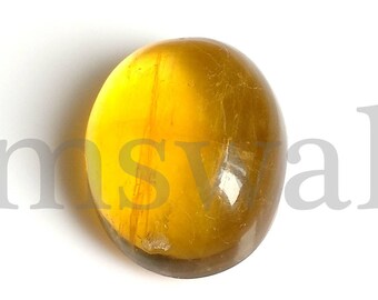 Fluorite Oval Cabochon, Natural Yellow Fluorite Cabochon, 21x17 MM, Fluorite Smooth Cabochon, 35 Cts, Yellow Fluorite Loose Gemstone.
