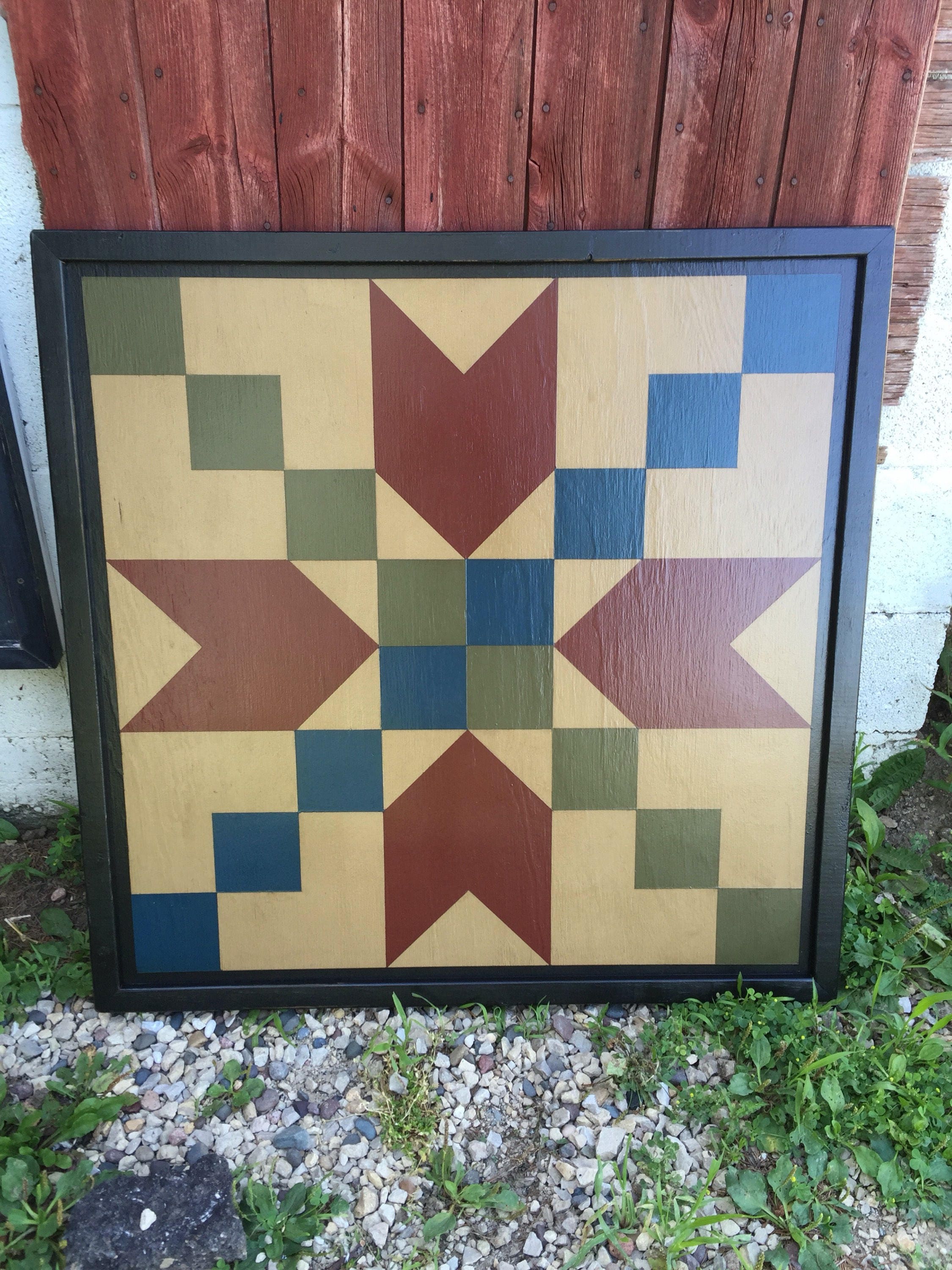 PRiMiTiVe Hand-Painted Barn Quilt 3' x 3' Stepping