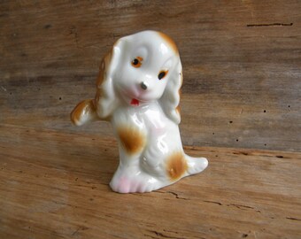 Vintage Ceramic Brown White Spotted Dog Figurine Made in Japan