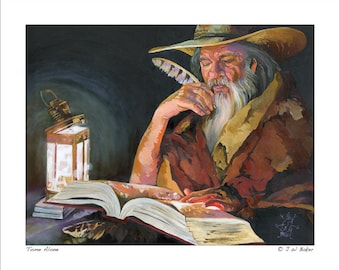 8x10 Print "Tome Alone" - Fantasy Art Illustration Reproduction