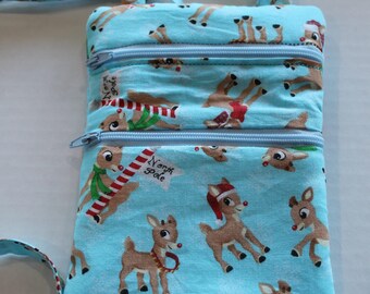 Rudolph Two Zipper Purse with Adjustable strap