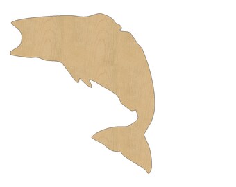 Bass Fish Cutout Shape Laser Cut Unfinished Wood Shapes, Craft Shapes, Gift Tags, Ornaments #804 All Sizes