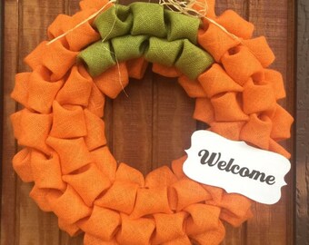 Pumpkin Burlap Wreath - Fall Wreath - Fall Decor - Pumpkin Decor - Autumn Wreath - Thanksgiving Wreath - Pumpkin Wreath - Autumn Decor
