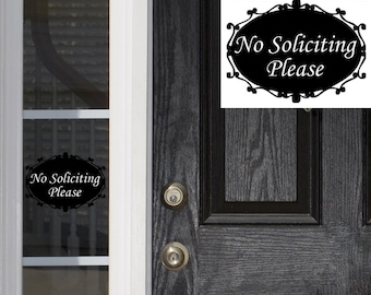 No Soliciting Sign Front Door Sign No Solicitation Sign No Soliciting Door Sign No Soliciting Decal No Soliciting Sticker Small Vinyl Decal