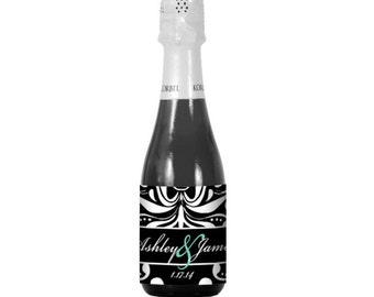 Customizable Damask Mini / Wine Bottle Labels