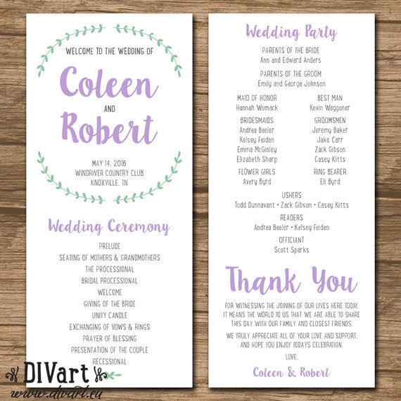 wedding program ceremony program order of events wedding wedding program order of events