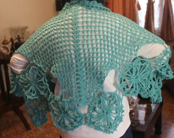 Turquoise French Shawl With Bamboo Shawl Pin