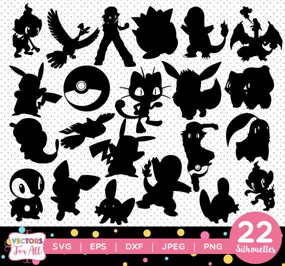 Pokemon Silhouettes Stencil pack Who's that pokemon