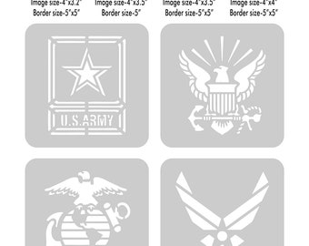 Stencils - United States Military set of 4, LARGE