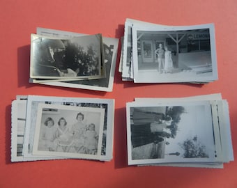 Lot Of 50 Vintage Black White Snapshots Photographs: Portraits People Land City 1930s - 1950s - #1