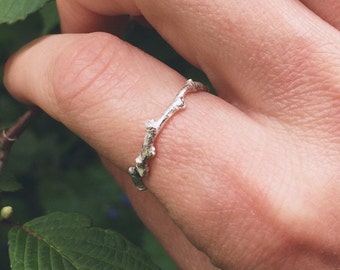 Sterling silver twig ring, sterling silver ring - stacking ring, gardeners gift, Valentine's Day gift