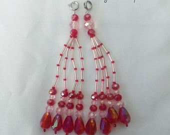 Pink and Red Beaded Nipple Tassels for Burlesque Pasties