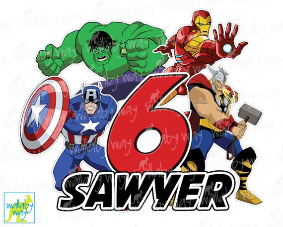 Download Avengers Birthday Printable Iron On Transfer or as Clip Art