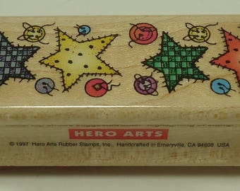 Star Patch Border Wood Mounted Rubber Stamp From Hero Arts C1156 Buttons, Sew, Sewing, Stars, Patchwork