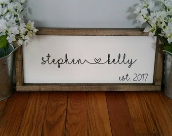 Couple Name Sign | Established Sign | Custom Name Sign| Personalized Sign | Wedding Gift | Wedding Shower gift |Shower Gift|Sign for Wedding