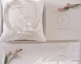 stefana pillow, wedding crown pillow, Μαξιλαράκι για Στέφανα