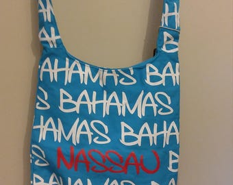Upcycled NASSAU Bahamas wine purse