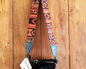 Adjustable Camera Strap Hmong Fabric Woven Camera Strap Camera Strap Ethnic dslr camera strap, nikon camera strap, canon camera strap, Boho