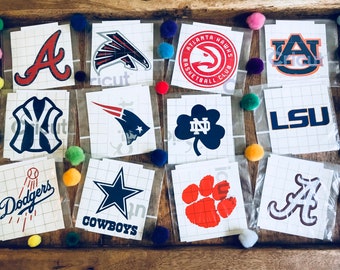 Sports Logo Yeti Decals // Vinyl Stickers Gift // Patriots Steelers Broncos Bulldogs LSU / Tumblers Mug Cars Laptops Helmet Cups Glass Decal