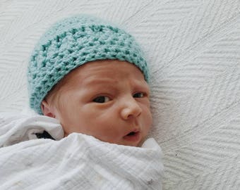 Newborn Hat, Crochet Hat, in {Aqua}
