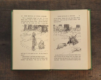 Vintage Winnie the Pooh book illustrated by E. H. Shepard The House at Pooh Corner by A. A. Milne, vintage children's book.