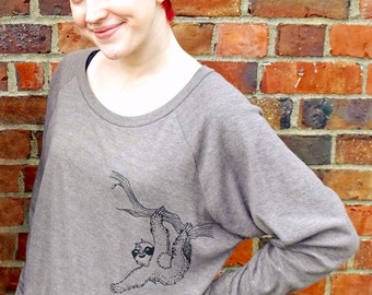 Slouchy Sweatshirt, Sloth Shirt, Women Sloth Top, Women Sloth Tee, Sloth Tshirt