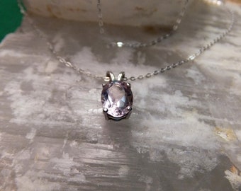 9x7mm Pink Topaz & Sterling Silver 18" Necklace