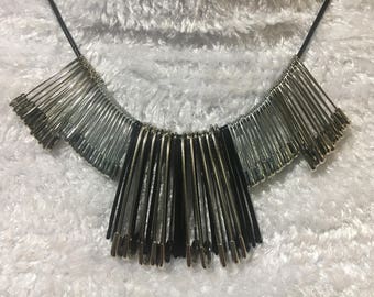 Edgy Safety Pin Statement Necklace