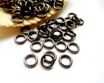 50/100 Gunmetal Jump Rings 6mm, Closed Loop - 10-GM-6CL
