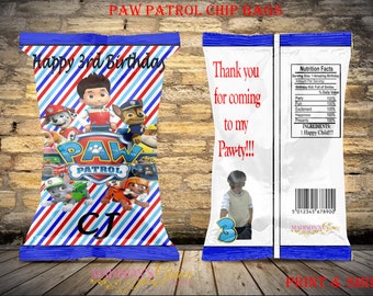 Paw Patrol Inspired Chip Bag-Print & Ship