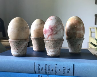 Set of 4 vintage alabaster and marble eggs