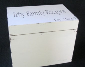 Wooden Recipe Box, Custom Shabby Chic Recipe Box, 4X6 or 5X7 Wood Recipe Box, Distressed Recipe Box, Shower Gift, Wedding Gift