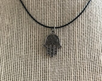 Hand of Fatima, Hamsa charm on wax cord