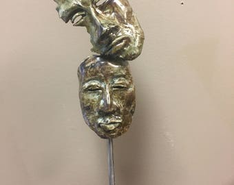 Clay Raku Sculpture "Helpless Protector"