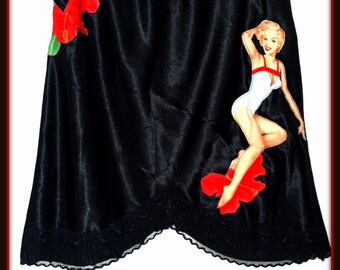 Rockabilly Pin up Girl Half Slip Lingerie Nighty ....Size L