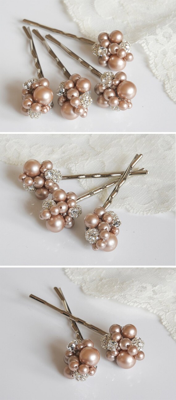  Pearl  Cluster Bridal  Hair  Accessories  Swarovski Crystal  and