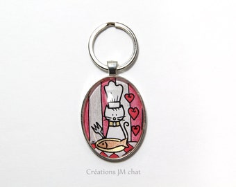 Keychain - cat Cook - red fish head