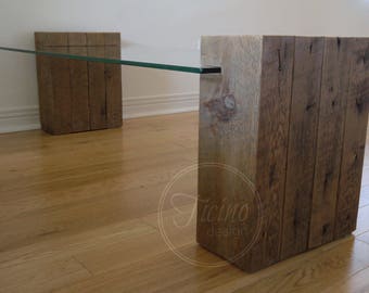 Reclaimed Wood and Glass Coffee Table. Modern Coffee Table. Handmade Coffee Table. Rustic Furniture. Modern furniture.