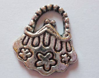 10 x silver handbag - colored metal charms