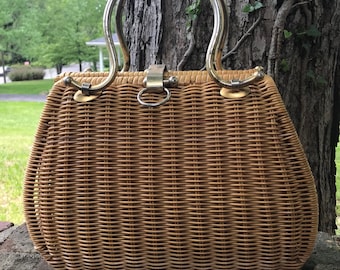 Vintage Woven Wicker Basket Handbag