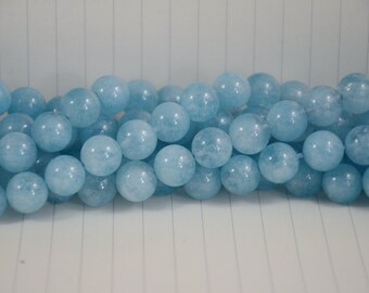 Aquamarine Beads --- Round --- 12mm --- 32 beads --- Full Strand --- Hole 0.5~1mm --- A quality