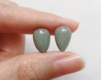 Chrysoberyl Upside down Half Drilled Acorn Drops 8x12 mm One Pair J6829