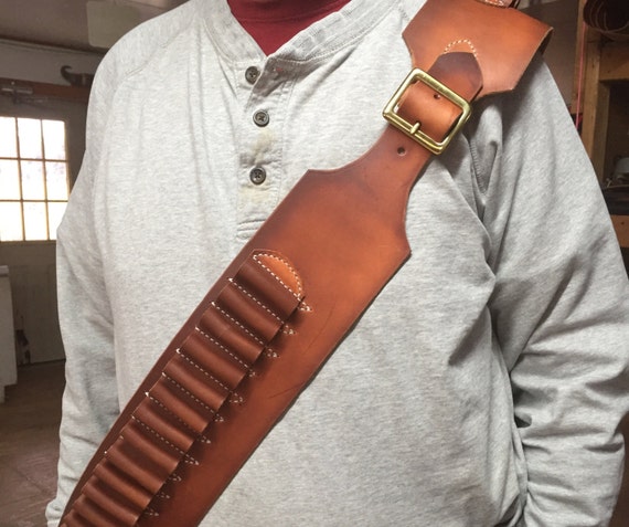 Leather 50 CAL MILITARY 4 BANDOLIER in Natural Oil