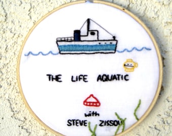 The Life Aquatic - Embroidery Hoop Wall Art
